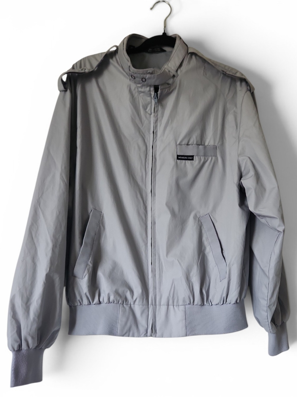 Members Only Pop Culture Iconic Racer Light Gray Jacket Size M